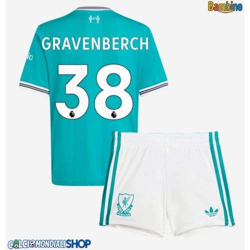 Maglie da calcio Liverpool Ryan Gravenberch #38 Terza Maglia Bambino 2025-26 Manica Corta + Pantaloni corti)